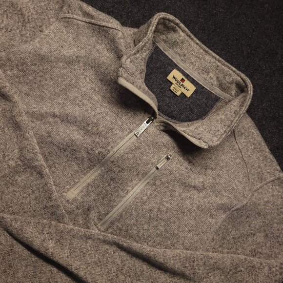 Woolrich Mens Wool Sweater 1/4 Zip Pullover Heather Brown Men's XL - Picture 1 of 8